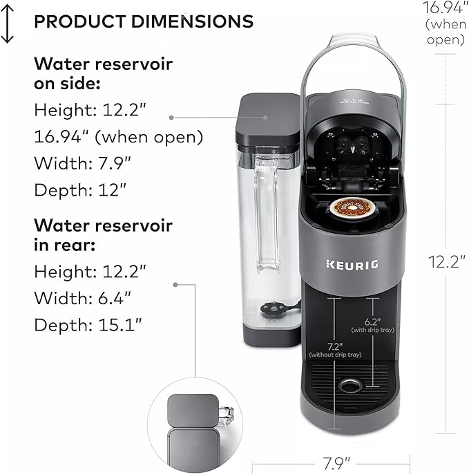 Keurig K-Supreme Single Serve K-Cup Pod Coffee Maker MultiStream Technology 4 Brew Sizes 66oz Dual-Position Removable Reservoir Gray (Renewed)