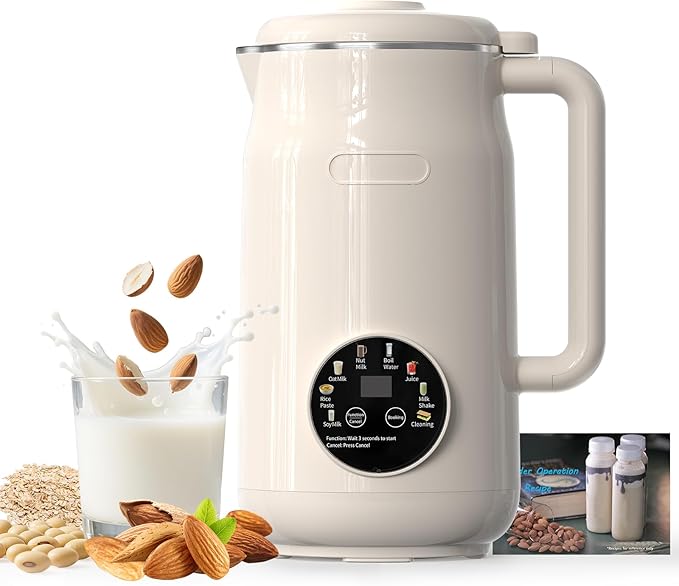 8 in 1 Nut Milk Maker Machine 50oz Automatic Soy Milk Maker with 10 Blades Blender for Plant Based Milk Oat Almond Juice Rice Paste &ampMore with Delay Start Keep Warm Boil Water Self Cleani