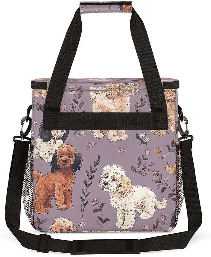 Adorable Dogs Coffee Maker Travel Bag for Keurig K-Mini/K-Mini Plus Insulated Waterproof Tote with Pockets for K-Cup Portable Single-Serve Brewer Case