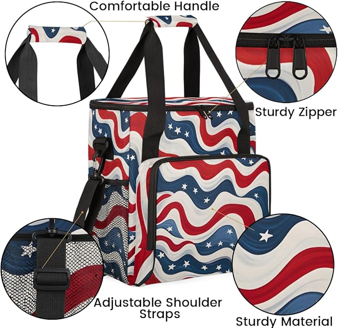 Galaxy of Stars 4th of July Coffee Maker Carrying Bag Travel Storage Bag Compatible with K-Mini or K-Mini Plus Single Serve Coffee Brewer Carrying Case with Multiple Pockets &amp Shoulder Strap