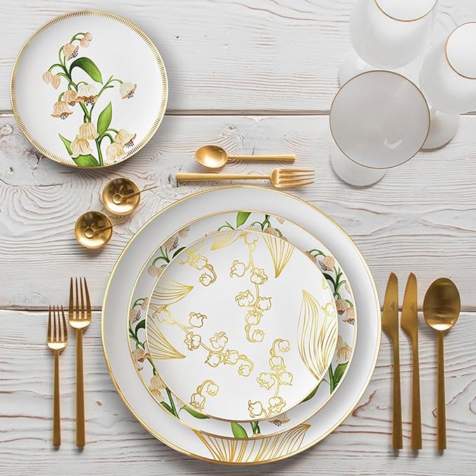 Nordic minimalist style Bone China Dinnerware Sets Service for 6Delicate Steak Dinner Plates Dish Set Include 16 inch 10.5 inch 16 inch 6.5 inch plate