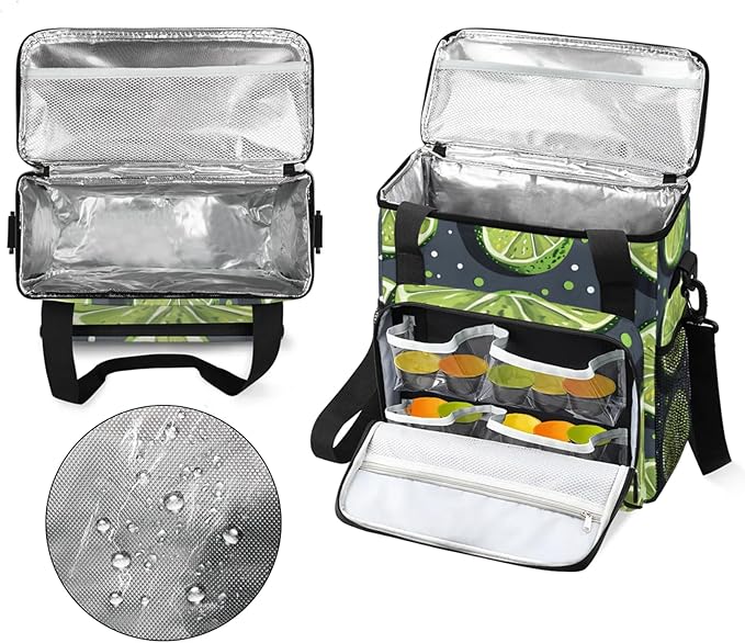 Lemon Slices Dots Coffee Maker Travel Bag for Keurig K-Mini/K-Mini Plus Insulated Waterproof Tote with Pockets for K-Cup Portable Single-Serve Brewer Case