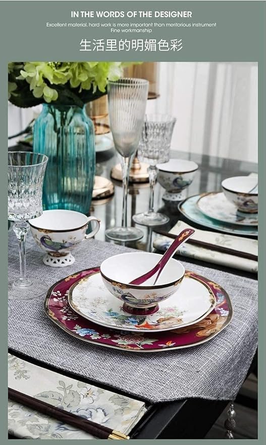 Dinnerware Sets Dish Set11pcs Bone China Tableware Set Ceramic Set Bowls and Plates Luxury Cups and Plates SetService for 1