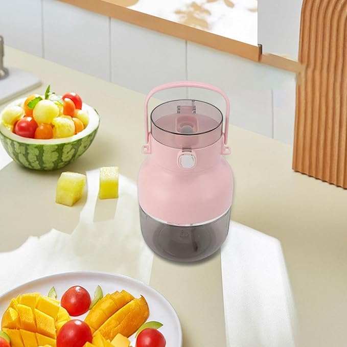 Portable Electric Blender Personal Juicer 500ml with Shoulder Strap USB C Charging for Fitness Mom Travel Lightweight 16x21cm- Pink