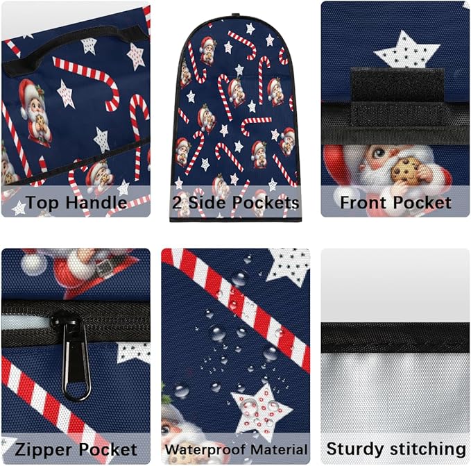 cfpolar Kitchen Aid Mixer Cover Compatible with 6-8 Quarts Xmas Santa Candy Cane Stand Mixer Cover Kitchen Aid Mixers Accessories Appliance Organizer Bag Dust Covers with Zipper Pocket