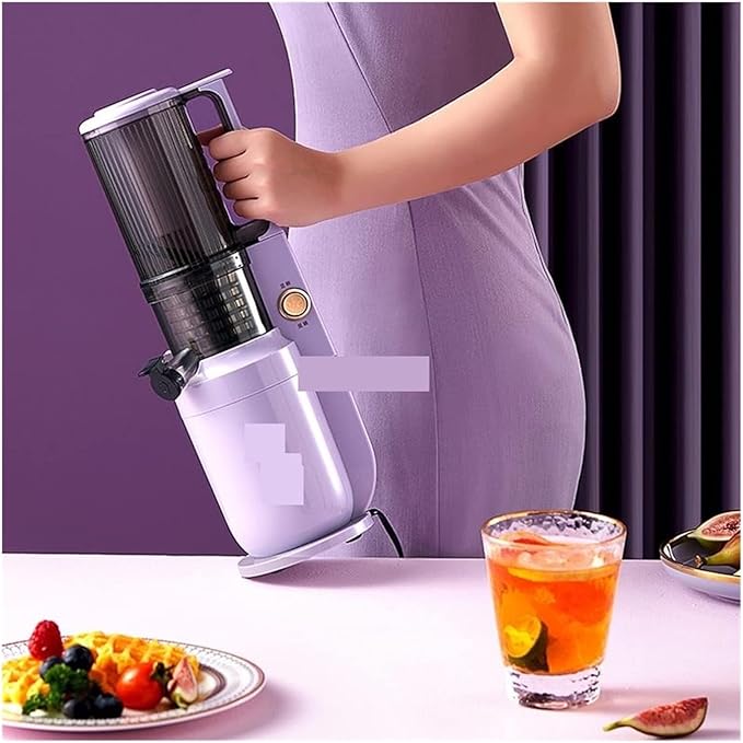 250W Electric Slow Juicer Portable Cold Press Juicer Extractor Fruit Vegetable Squeezer Filter-Free 220V (Purple)