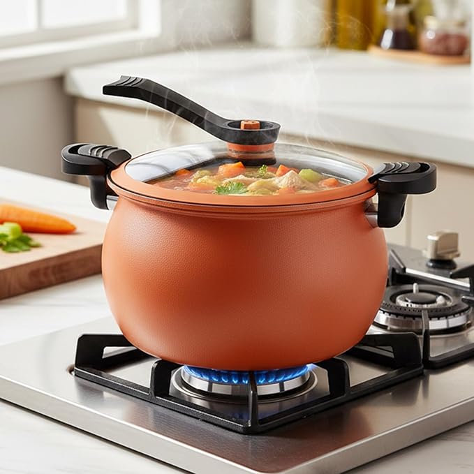 Non-Stick Pressure Pot Steam Vent 28X28X15.5CM Large Rice Cooker Transparent Lid Cookware Easy Clean For Cooking Canning Steam Rice Baking Bean Halloween Thanksgiving