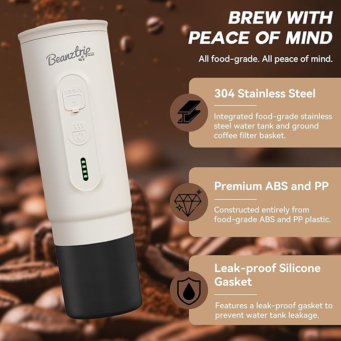H02PRO Travel Coffee Maker Portable Espresso Machine for Camping 20 Bar Mini Coffee Maker Compatible with NS Capsule &amp Ground Coffee 65ML Battery Operated Car Coffee Machines for Travel