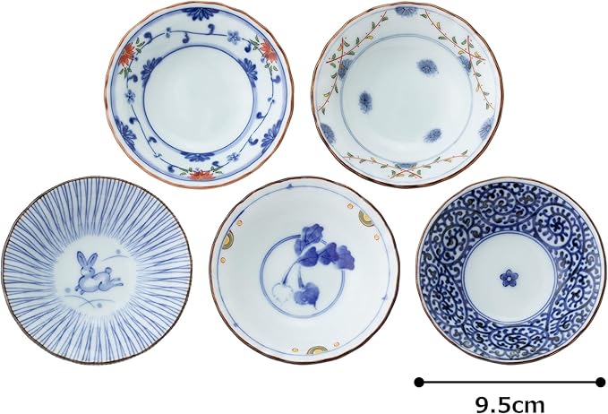 Saikaitoki 31988 Hasami Ware Small Bowl Set Dyed Brocade Picture Diameter 3.7 inches (9.5 cm) Small Included 5 Patterns Dinnerware Set Gift Birthday Scissors Tableware Stylish Microwave