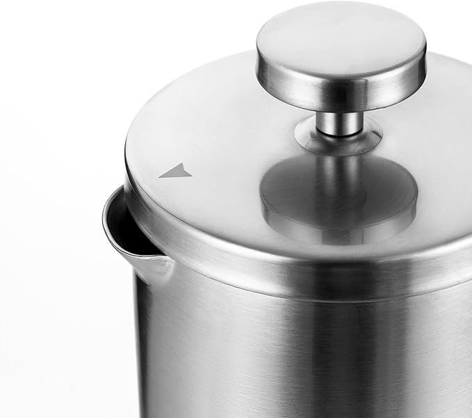 small French Press Coffee Maker 600ml Double-Wall Insulated French Press Coffee Press Stainless Steel for travel camping Silicone handle (2-4cup 20 OZ) silver