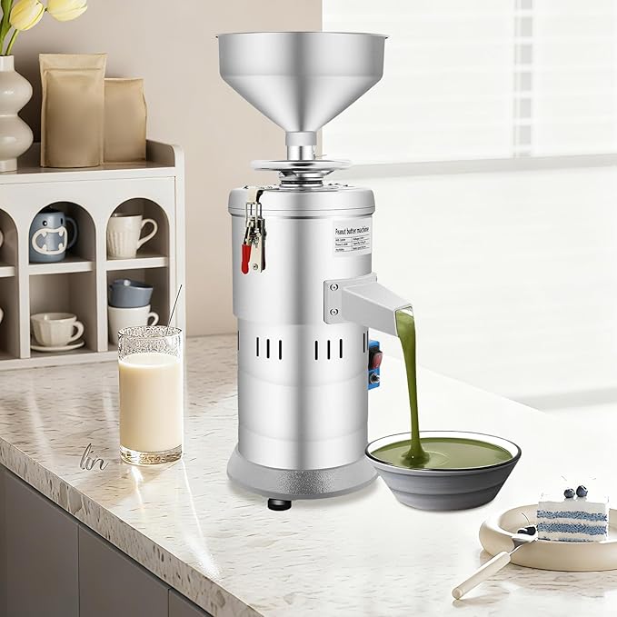 Peanut Butter Maker Machine 110V 1100W Electric Grain Grinder 33 lbs/h Sesame Sauce Grinder for Groundnut Almond Cashew Nut Butter Machine with US Plug for Home Commercial Use