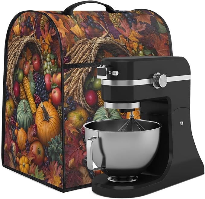 cfpolar Kitchen Aid Mixer Cover Compatible with 6-8 Quarts Food Pumpkin Autumn Stand Mixer Cover Kitchen Aid Mixers Accessories Appliance Organizer Bag Dust Covers with Zipper Pocket