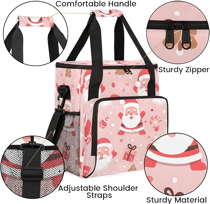 Fantastic Santa Claus Coffee Maker Carrying Bag Dreamy Santa Claus Travel Storage Bag Compatible with K-Mini or K-Mini Plus Single Serve Coffee Brewer Carrying Case with Pockets &amp Shoulder Strap