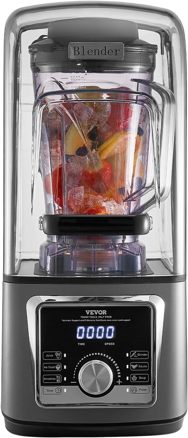 VEVOR Professional Blender for Smoothies 118 oz 1400W with Powerful Motor Multi-Functional Food Processing Blender with Noise Cover for Smoothie/Milkshake/Juice Fits for Kitchen