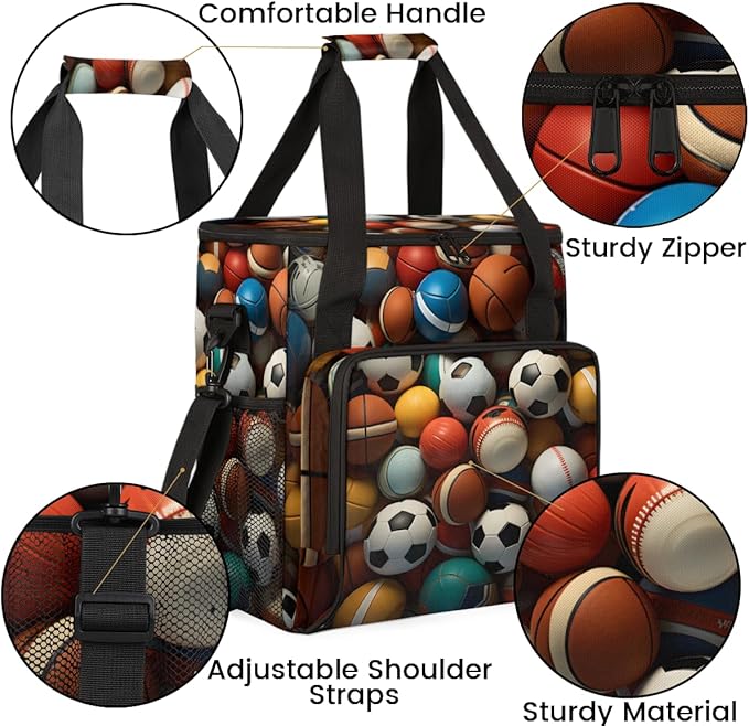 Graffiti Football Coffee Maker Carrying Bag Cute Football Travel Storage Bag Compatible with K-Mini or K-Mini Plus Single Serve Coffee Brewer Carrying Case with Multiple Pockets &amp Shoulder Strap