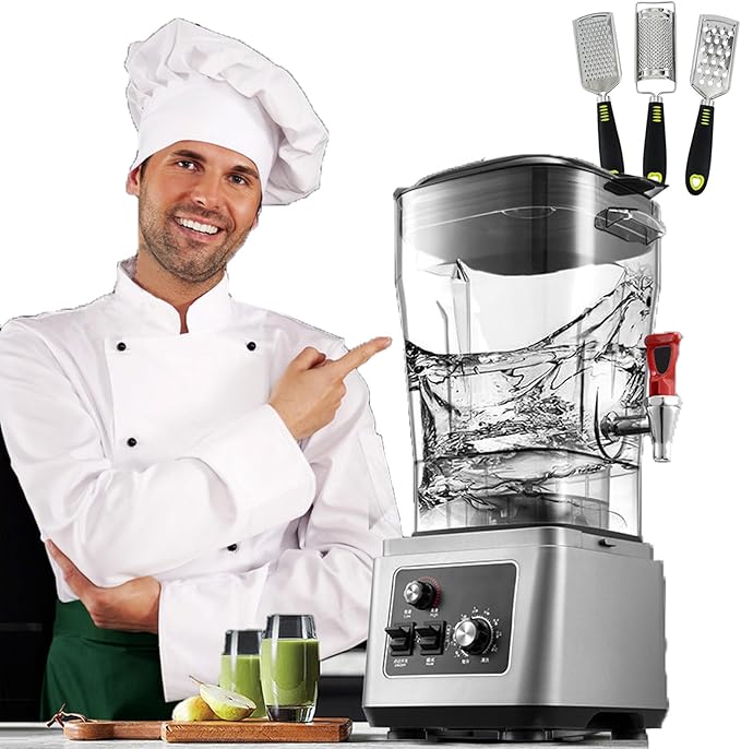 Multi Speed Smoothie Blender Commercial Stand Mixer with 11l/15l/19l Capacity Container Soy Milk Machine 45000rpm 6 Blades Stainless Steel Knives For 2-8 People(With 3 Graters) 15L