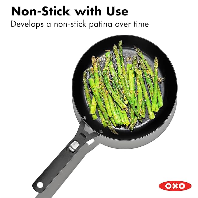 OXO Outdoor Pre-Seasoned Carbon Steel 10 Frying Pan Skillet Detachable Handle for Easy Storage Indoor Use Nonstick with Use Induction SuitableOven &amp Broiler SafeBrowning GrillSearSauteB