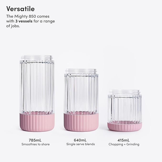 Beast Mighty 850 Plus | Premium Compact Personal Blender | Smoothies Shakes Dressings Sauces | Blends Ice and Frozen Fruit | New XL Vessel | Extra Vessels Lids and Straws | 850W (Lilac)