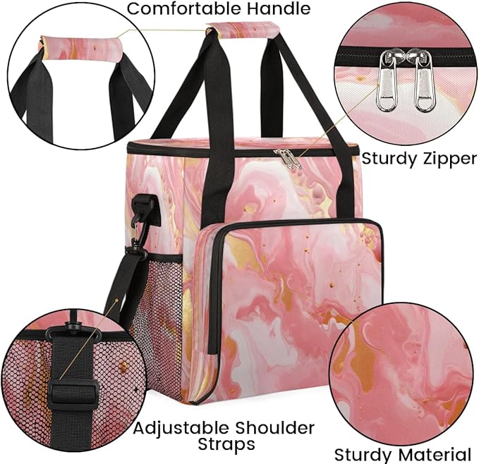 Pink Gold Marble Coffee Maker Carrying Bag for Keurig K-Mini or K-Mini Plus Storage Portable Coffee Maker Travel Bag