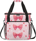 Heart Bow Coffee Maker Carrying Bag Portable Travel Storage Tote Bag Compatible with K-Mini or K-Mini Plus Single Serve Coffee Brewer Carrying Case with Multiple Pockets &amp Shoulder Strap