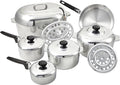 IMUSA USA Heavy Duty 13-Piece Cast Aluminum Cajun Cookware Set Silver