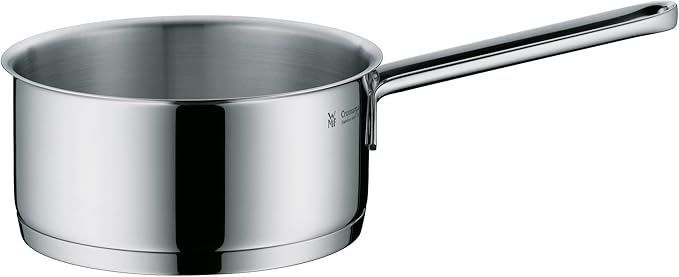 WMF Cooking Pot Set 4 Pieces Polished Frying Pan Casserole Pot Sapphire Rim Glass Saucepan Lid Cromargan Stainless Steel Suitable for Induction Cookers Dishwasher Safe