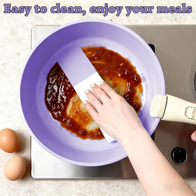 24 Pcs pots and pans setcookware set non stickpots and pans set Oven-safe and dishwasher-safePFAS/PFOA FreeInduction Dishwasher Oven Safe cookware set (Purple)