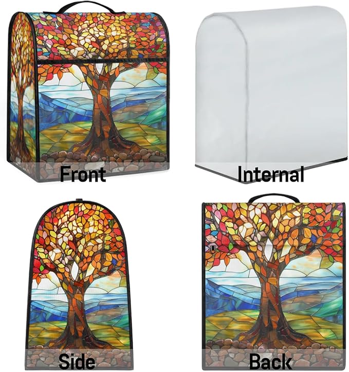 cfpolar Kitchen Aid Mixer Cover Compatible with 6-8 Quarts Tree Of Life Pattern Stand Mixer Cover Kitchen Aid Mixers Accessories Appliance Organizer Bag Dust Covers with Zipper Pocket