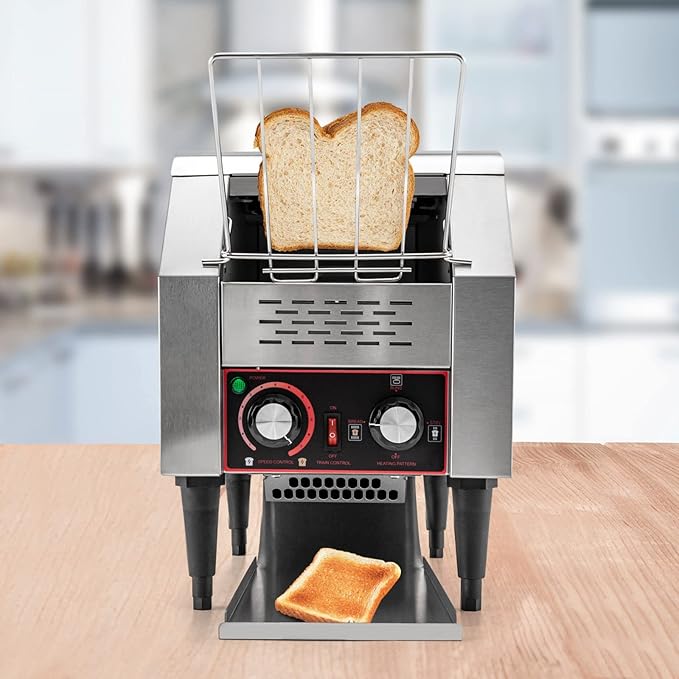 Conveyor Toaster 150Slices/H Stainless Steel Heavy Duty Industrial Toasters Countertop Electric Restaurant Equipment for Restaurant Bakery Cafes Buffets 1300W (150Slices/H)