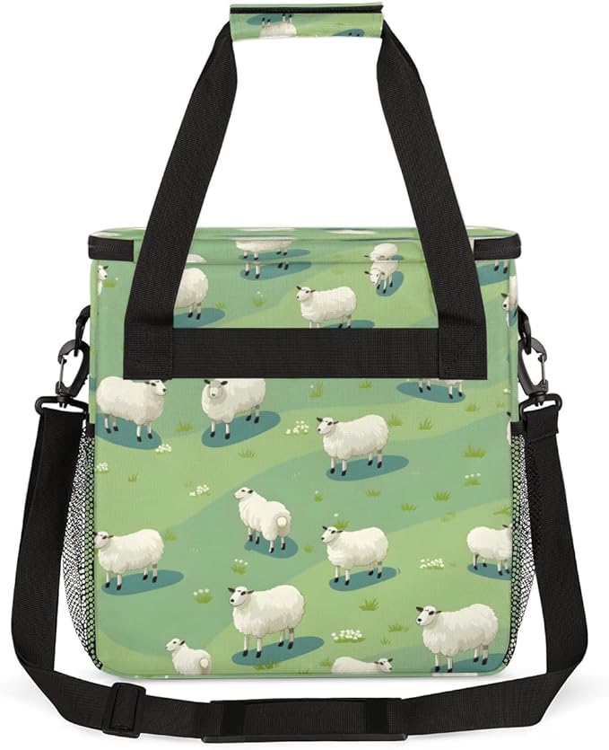 Cute Sheep Coffee Maker Carrying Bag Steppe Grasses Travel Storage Bag Compatible with K-Mini or K-Mini Plus Single Serve Coffee Brewer Carrying Case with Multiple Pockets &amp Shoulder Strap