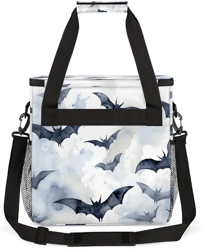 Gothic Bat Coffee Maker Carrying Bag Oil Painting Bat Travel Storage Bag Compatible with K-Mini or K-Mini Plus Single Serve Coffee Brewer Carrying Case with Multiple Pockets &amp Shoulder Strap