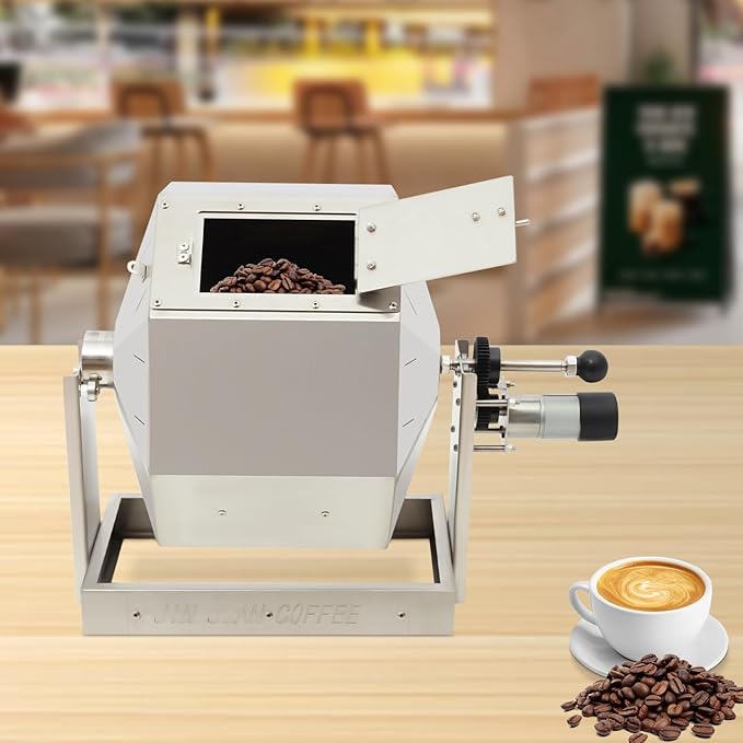 Commercial Coffee Bean Roaster Automatic Roasting Machine 14.5L Capacity Stainless Steel Gas Burner Drum Baker with a Speed Controller for Coffee Beans Peanuts Nuts