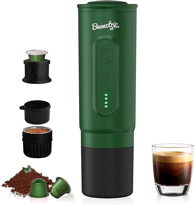 H02PRO Travel Coffee Maker Portable Espresso Machine for Camping 20 Bar Mini Coffee Maker Compatible with NS Capsule &amp Ground Coffee Battery Operated Self-heating Car Coffee Machines for Travel