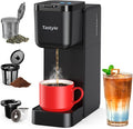 Single Serve Coffee Maker for K Cup Ground and Tea Leaves Hot and Iced Coffee Machines with Bold Setting 6 to 16 Oz Brew Sizes Compact for Small Spaces Black (2.0 Version)