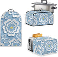 Blue Floral 2 Slice Toaster Cover Set Bread Toaster Blender and Slow Cooker Dust and Fingerprint Protection Machine Washable Kitchen Decor