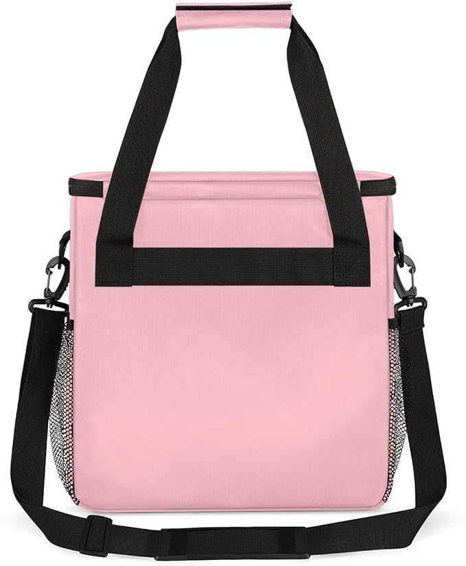 Light Pink Coffee Maker Carrying Bag Waterproof Insulated Leakproof Cooler Bag Portable Storage Tote Bag Organizer With Shoulder Strap