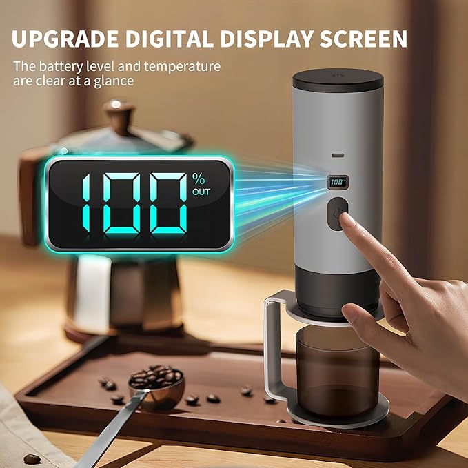 Portable Coffee Maker Espresso Machine for Travel Nano Car Coffee Maker Compatible with Ground Coffee &amp Capsule for RV Hiking Camping Office Travel Espresso Maker Electric Gray