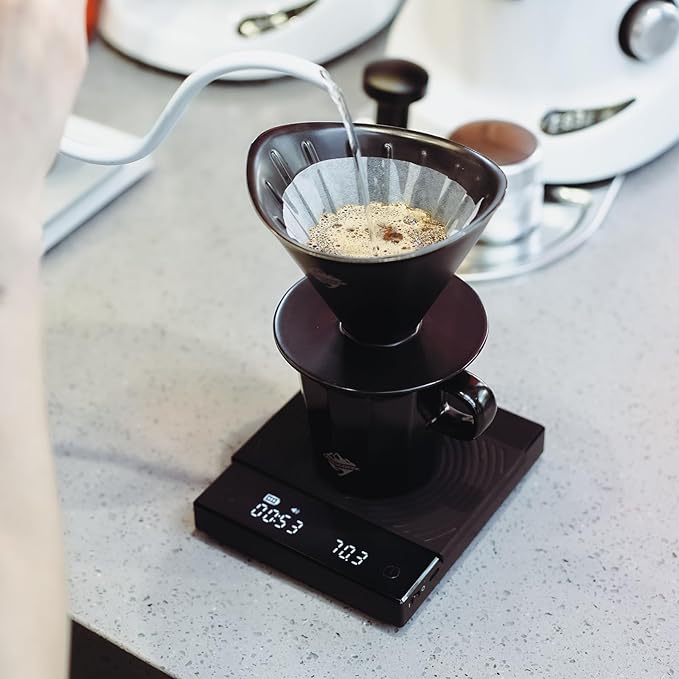 Pour Over Coffee Maker Set Black Ceramic Coffee Dripper with V60 Paper filter Black Ceramic Streamline Coffee Mug for Cafe Home Restaurant 6291-12201-03A