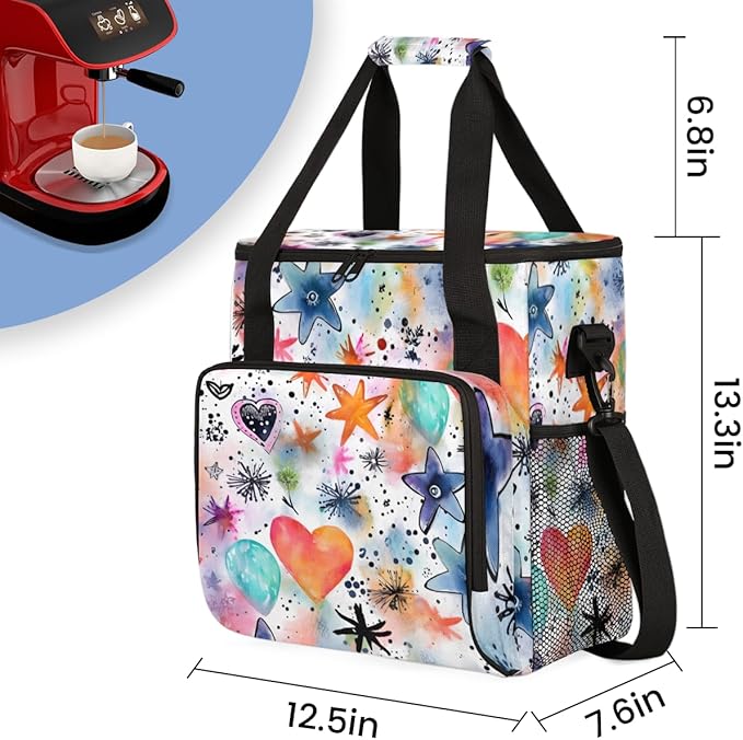 HEART Star Coffee Maker Carrying Bag Portable Travel Storage Tote Bag Compatible with K-Mini or K-Mini Plus Single Serve Coffee Brewer Carrying Case with Multiple Pockets &amp Shoulder Strap