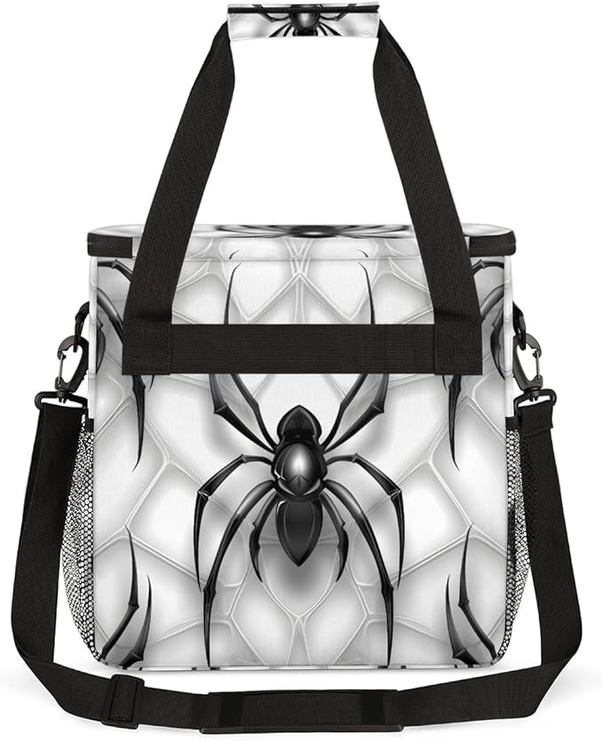 Cartoon Halloween Spiders Coffee Maker Carrying Bag Travel Storage Bag Compatible with K-Mini or K-Mini Plus Single Serve Coffee Brewer Carrying Case with Multiple Pockets &amp Shoulder Strap