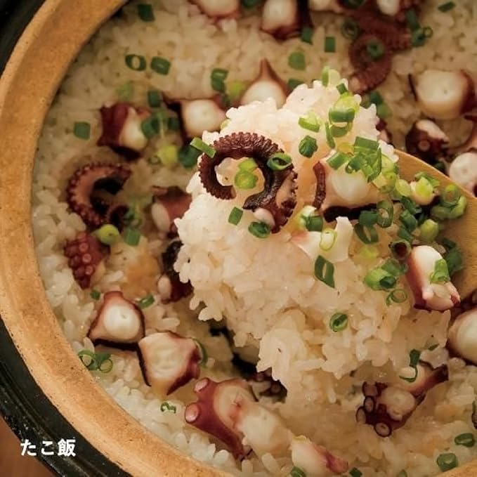 Nagatani Seitou ACT-01 Hase-en Kamado-san Earthenware Pot for Rice 3 Cuisines Made in Japan (With Rice Spoon Recipe) Diameter 9.4 x Height 7.1 inches (24 x 18 cm) Heat Retention Prevents Spills