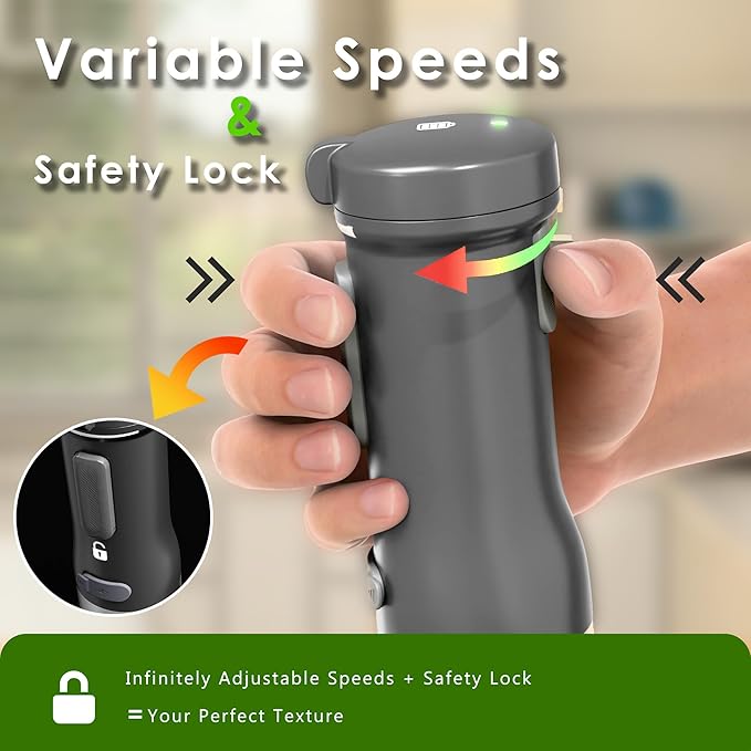 Cordless Immersion Hand Blender 5-in-1 Variable Speed blender handheldRechargeable with 2000mAh Battery BPA-Free &amp Dishwasher-Safe Accessories:700ml BeakerChopperWhisk &amp Milk FrotherGrey