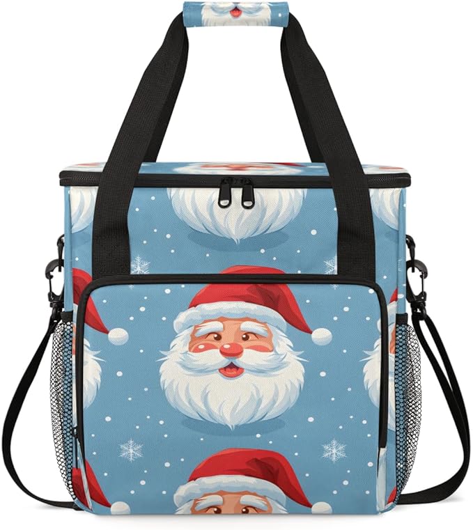 Abstract Santa Claus Coffee Maker Carrying Bag Watercolor Santa Claus Travel Storage Bag Compatible with K-Mini or K-Mini Plus Single Serve Coffee Brewer Carrying Case with Pockets &amp Shoulder St