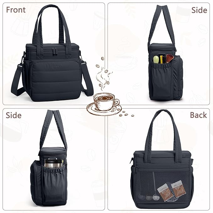 BAGSPRITE Coffee Maker Travel Bag Compatible with Keurig K-Mini Mate Carrying Case for K-Cup Single Serve Coffee Maker Portable Coffee Maker Case with Pod Organizer Mug Pockets &amp Shoulder Strap