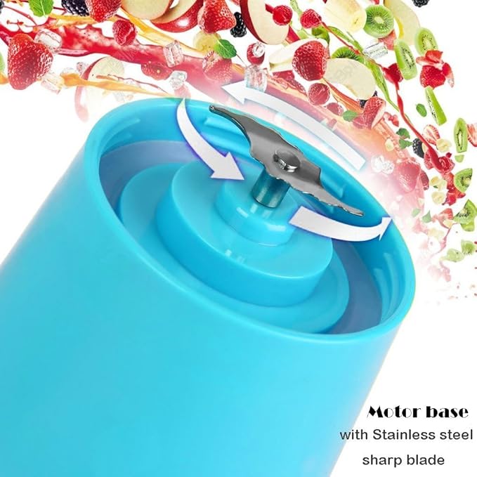 Hofumix Fruit Juicer Rechargeable Portable Juice Blender Breakfast Smoothie Maker Cup Fruit Mixing Machine Mini Protein Shake Maker Electric Mixer Cup with USB Charging Cable (Blue)