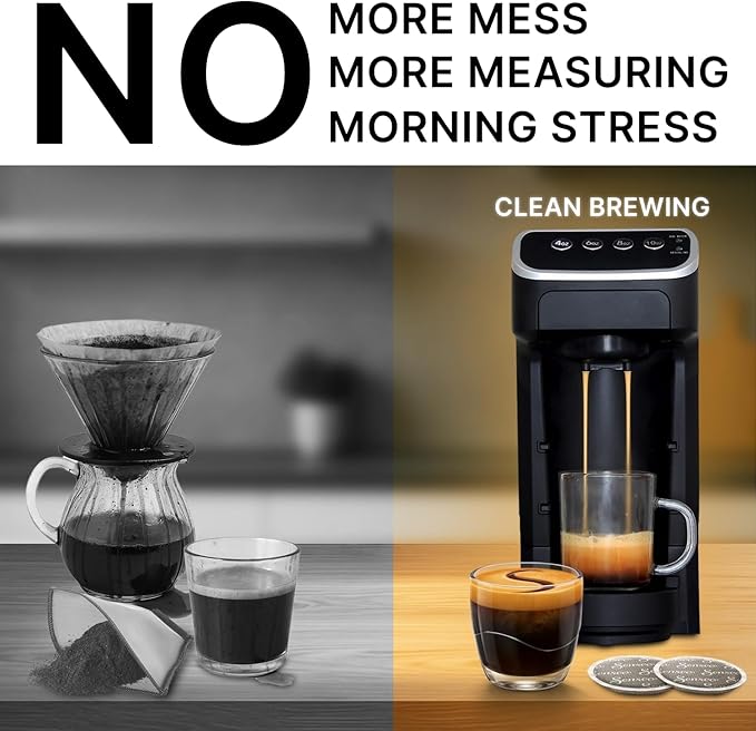 Coffee Machine – Compatible with Peet's Coffee Pods – Fast Brewing Single-Serve Coffee Maker with Rich Flavor Extraction Crema Layer Space-Saving Sleek Design Barista-Quality Taste