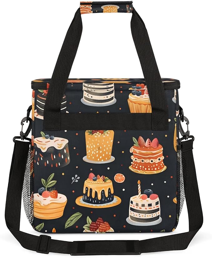 Delicious Cakes Coffee Maker Travel Bag for Keurig K-Mini/K-Mini Plus Insulated Waterproof Tote with Pockets for K-Cup Portable Single-Serve Brewer Case