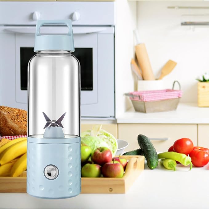 Portable Juicer Blender Electric Juicer Handheld Fruit Juicer Personal Fruit Mixer Mini Blender Cup Citrus Juicer Pink(Blue)