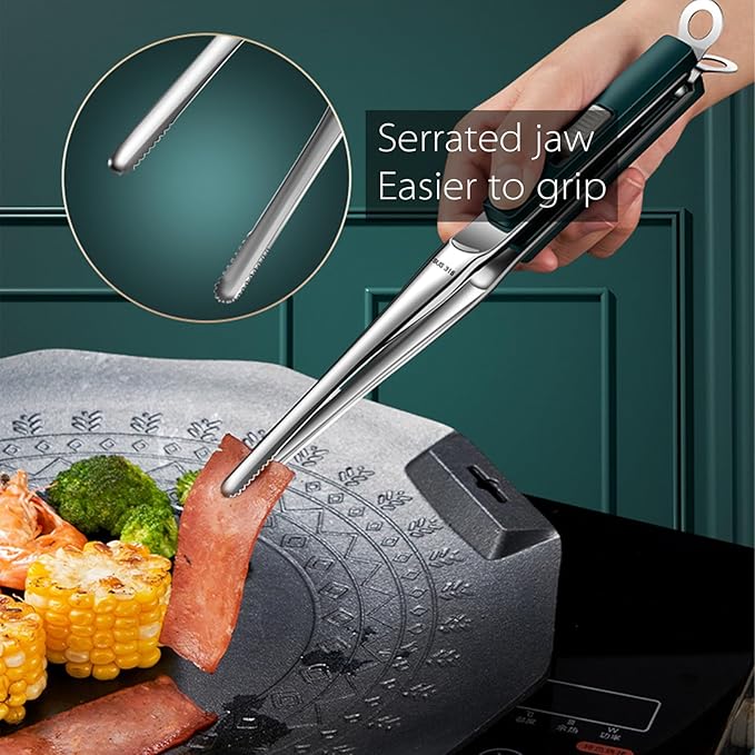 3-Piece Stainless Steel Cookware Set – Titanium Non-Stick Frying Pan with Lid Wooden Handle Milk Pot &amp SUS316 BBQ Tongs – Perfect for Home Kitchen Camping &amp Grilling