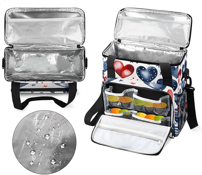 Heartbeat of Freedom 4th of July Coffee Maker Carrying Bag Travel Storage Bag Compatible with K-Mini or K-Mini Plus Single Serve Coffee Brewer Carrying Case with Multiple Pockets &amp Shoulder Stra